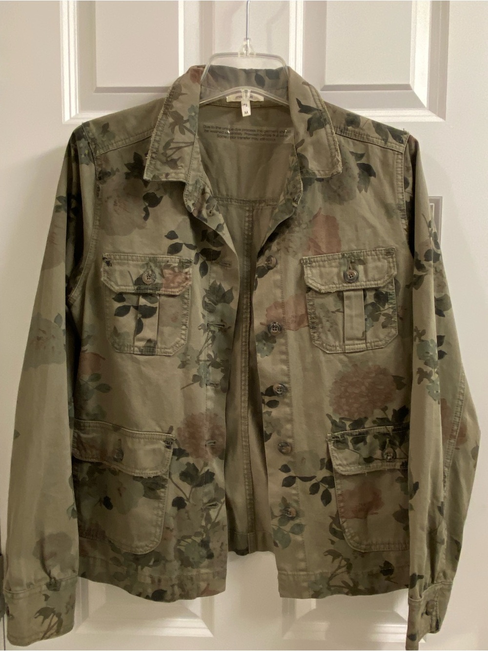 NWOT Maurices Distressed Floral Utility Jacket M Army Green Feminine Retro SALE